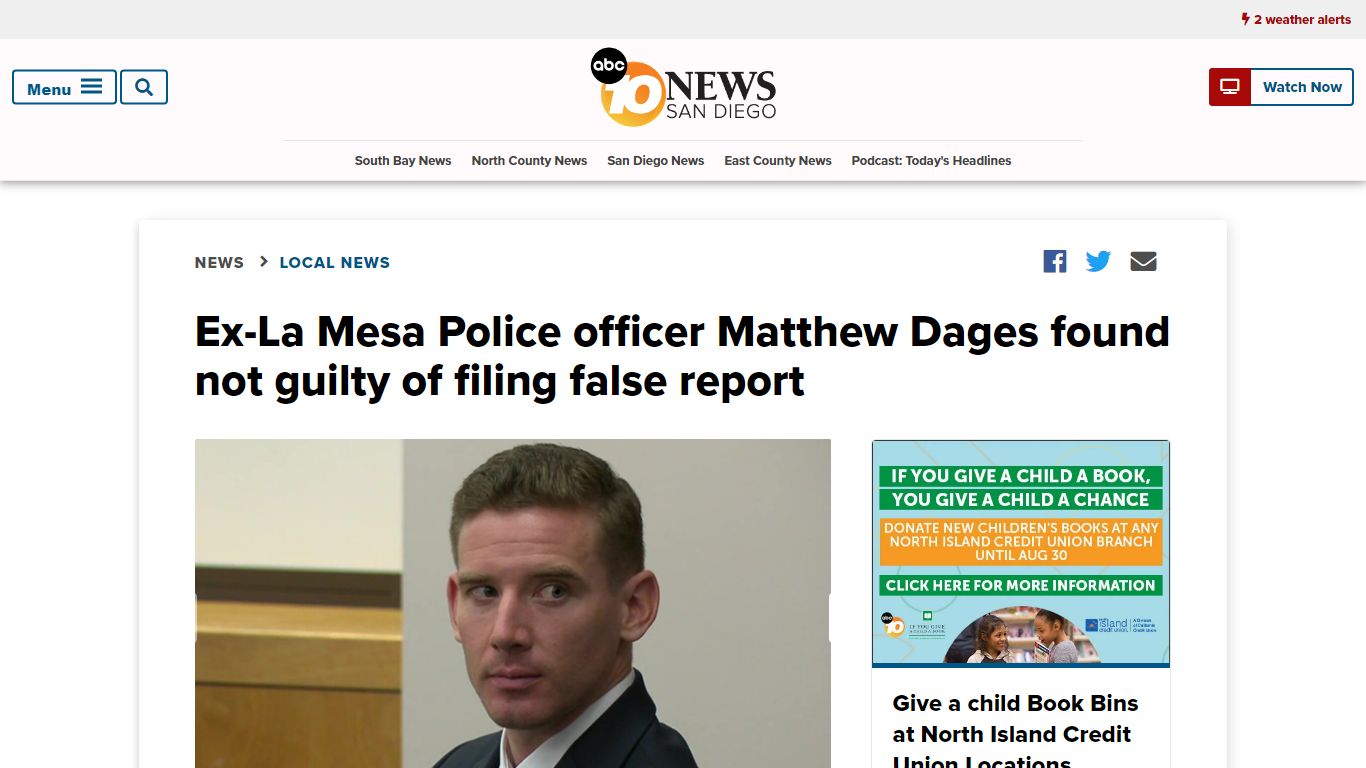 Ex-La Mesa PD officer found not guilty of filing false report