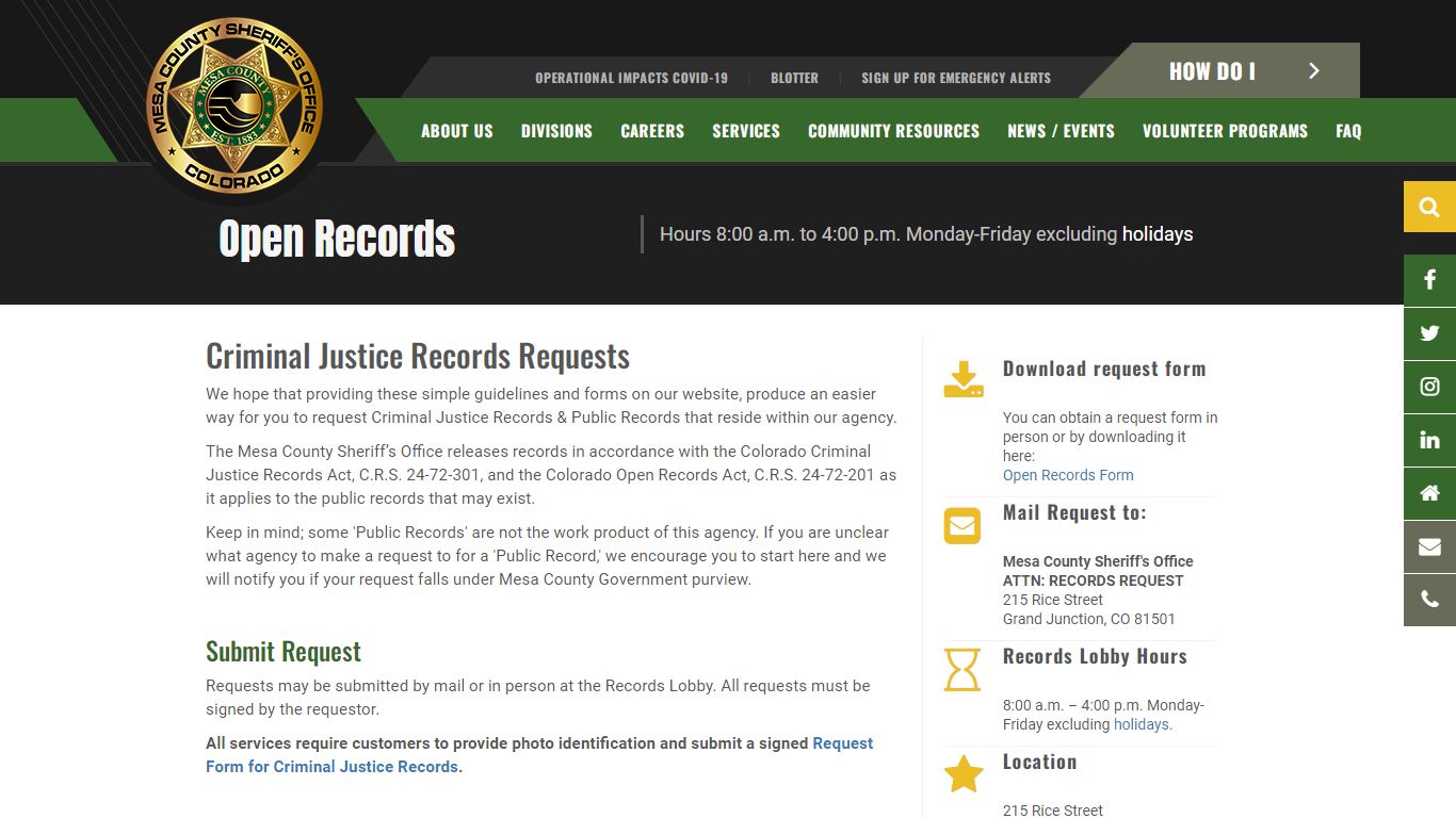 Open Records Requests - Mesa County Sheriff's Office ...